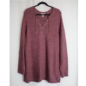 Charter Club Heather Pink Lace Front Tunic Sweater